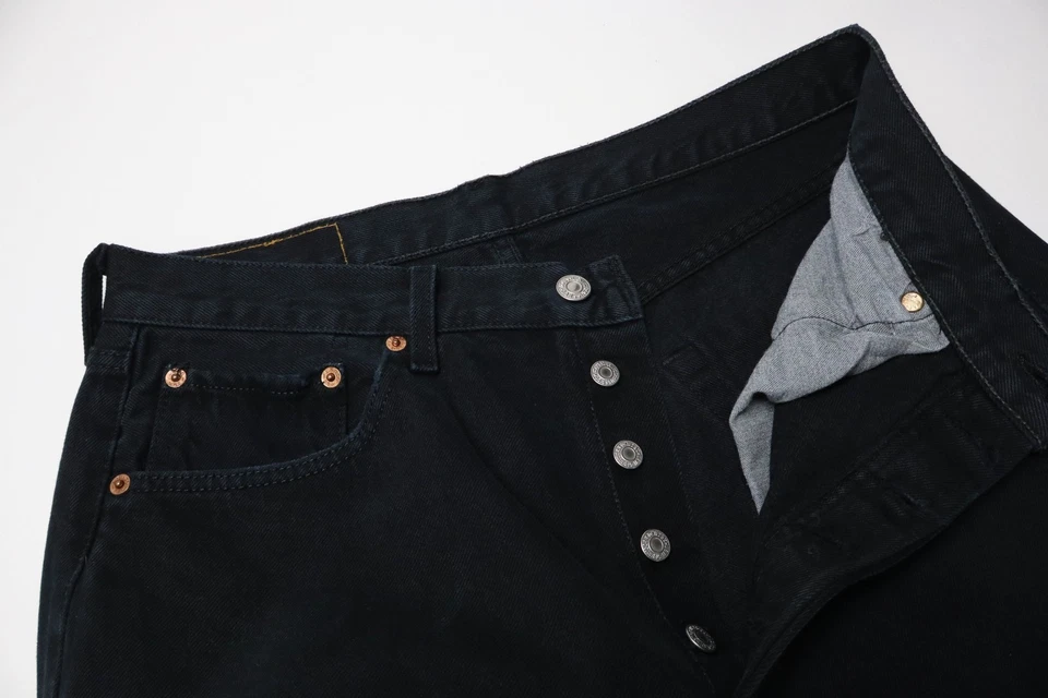Levi's 501 Vaqueros Hombres W33/L34 Negro Cónico Para Botón Fly Bolsillo - Imagen 4 de 4