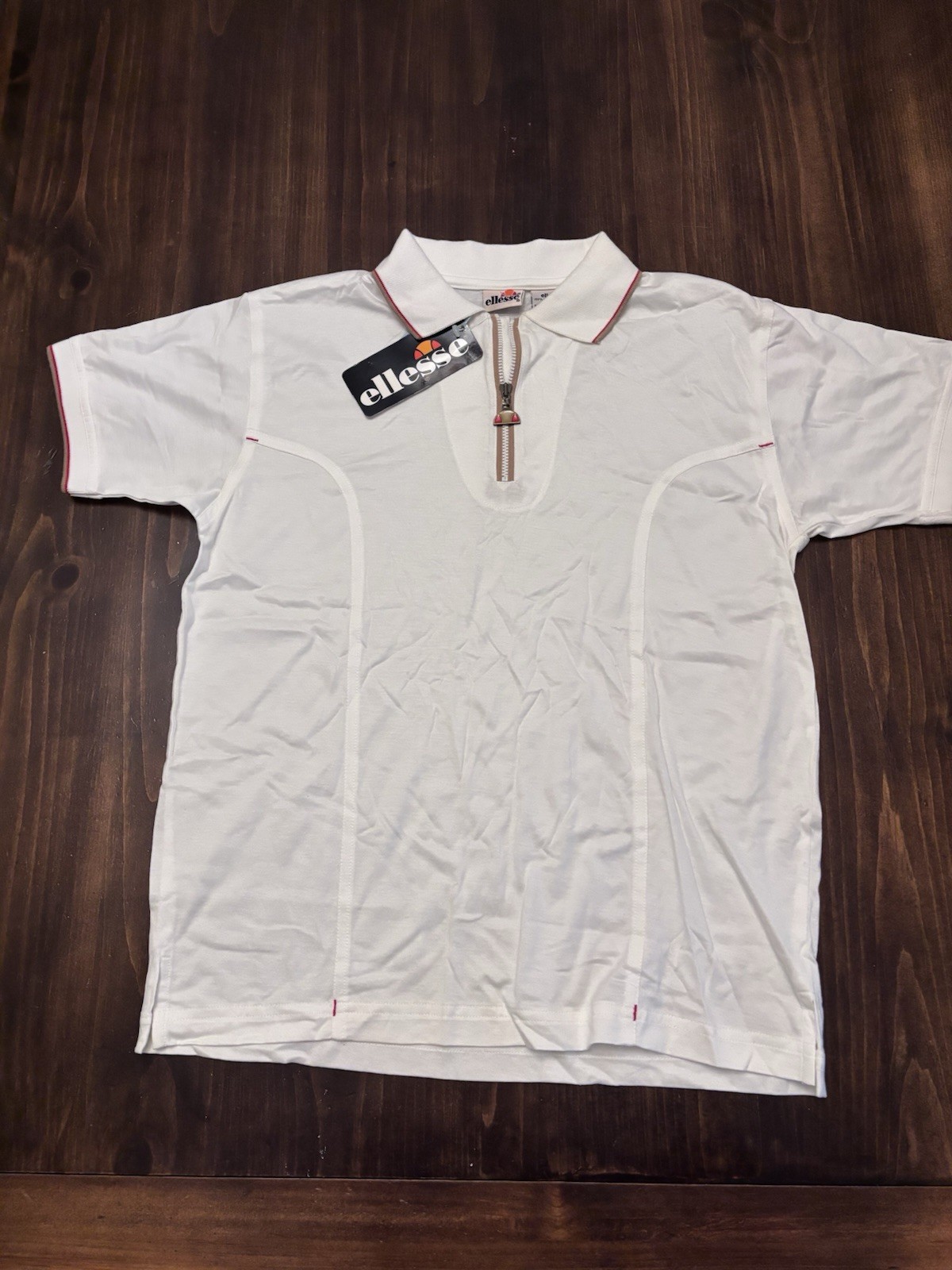 Ellesse Shirt Women’s Size S White Polo Short Sleeve Vintage New With Tags Nos