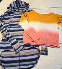 Girl's TEA COLLECTION Size 14 Striped Hooded T-Shirt  Color-Block T-Shirt Lot