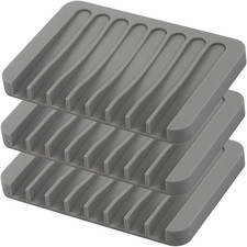 3PCS Self Draining Soap Holder, Premium Silicone Soap Dish, Soap Saver for Showe