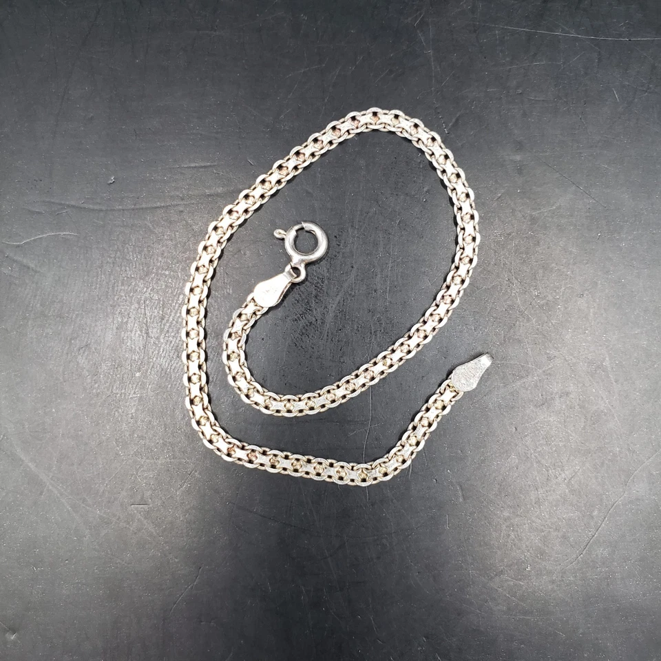 Pulsera de eslabones planos vintage de plata de ley 925 Italia Bismark de 7" de largo 3,2 gramos  Foto 4 de 4