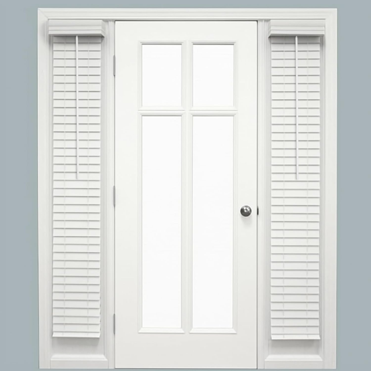 2 Pack Cordless Faux Wood Sidelight Blinds 8.5x72 in White Room