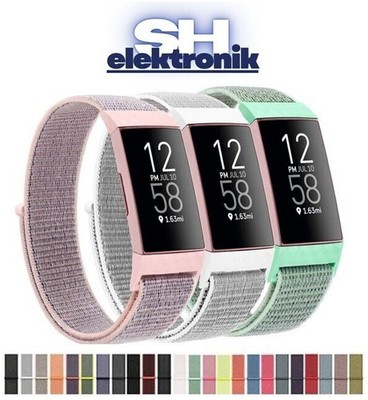 Für Fitbit Charge 3 / 4 Nylon Armband Nylonarmband Loop Band Klettband Strap