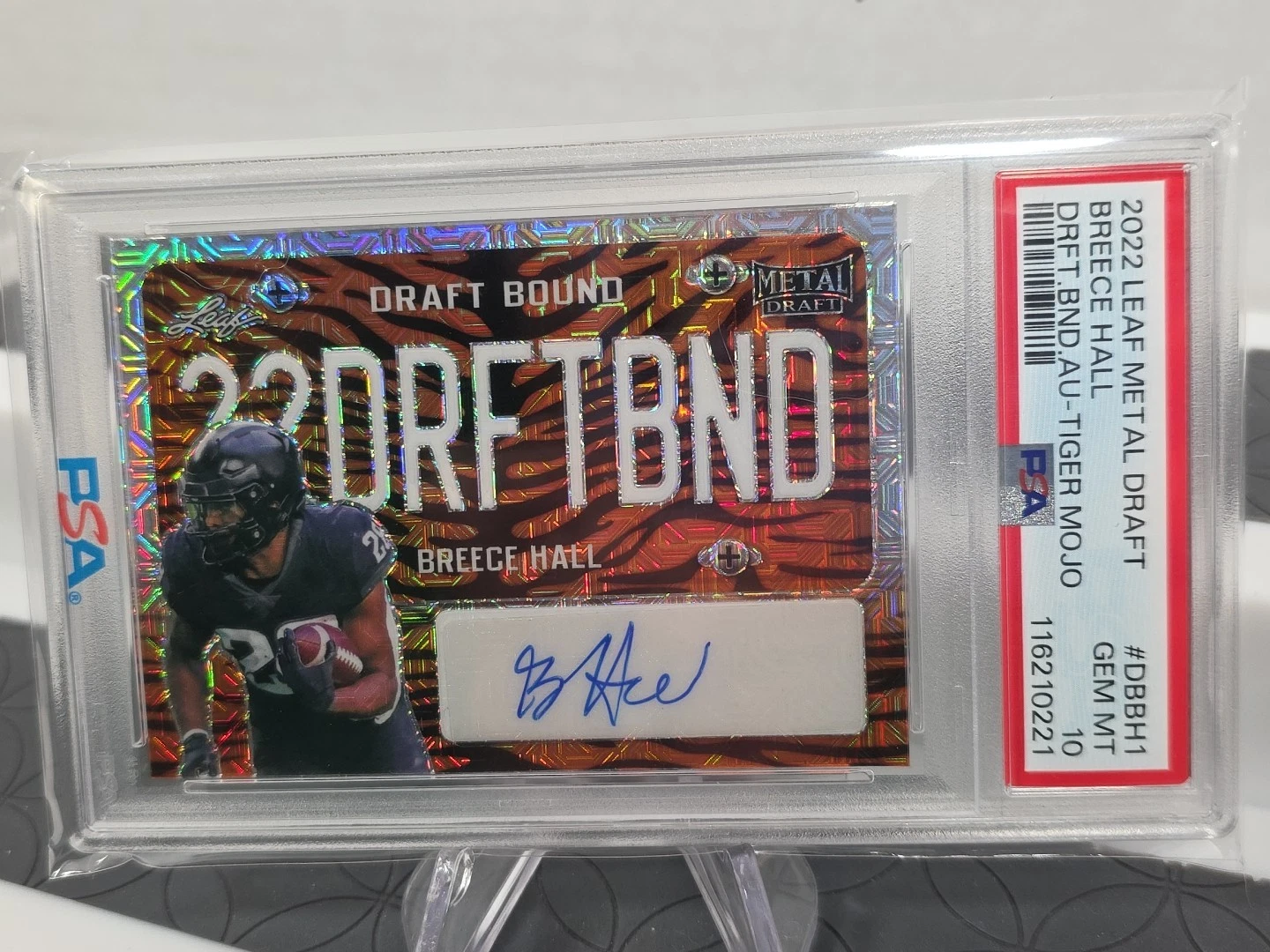 Breece Hall Leaf Metal Draft Bound Autographs #DBBH1 Tiger Mojo