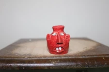 wayne hewell  mini face jug, pottery, folk art  2''x 1''