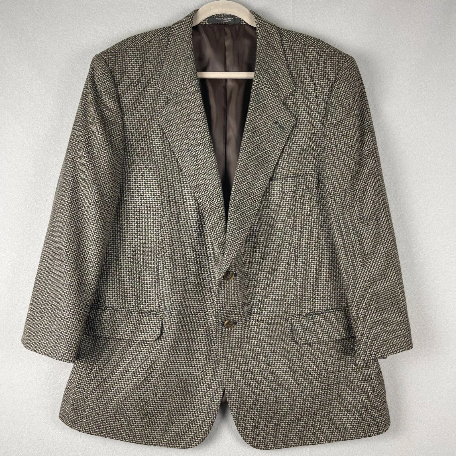 Andre Vachon Lambswool Blazer Sport Coat Mens 46S Brown 2 Button image 1