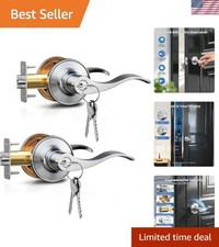 2 Pack Keyed Alike Entry Door Levers, Wave Style Handle with Lock and Keys, L...