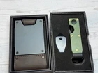 MENS SLIM METAL CARD HOLDER CASH STRAP MINIMALIST PULL TAB WALLET+OLIVE KEYCASE