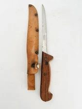 Vtg OPTIMUS 6" Blade Fishing Fillet Knife W/Leather Sheath~Sweden FREE SHIPPING