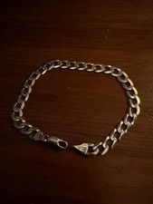 Unisex 9ct Solid Yellow Gold Curb Bracelet 8” 5.35g 7mm