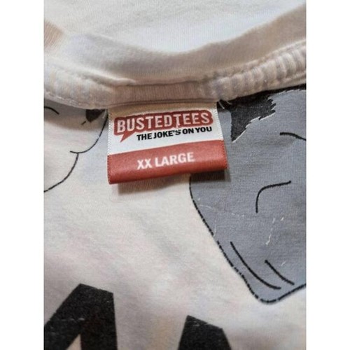 BustedTees T-Shirt XXL White Conan O'Brien  Multi Face Comedian See pics stain - Afbeelding 3 van 9
