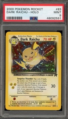 PSA9 わるいライチュウ Dark Raichu Pokemon Dark Raichu Team Rocket Unlimited Holo Secret Rare #83 PSA
