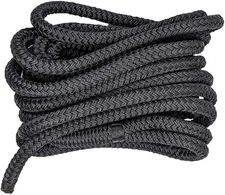 South Bend Rope Double Braid Nylon Dock Line w/Eye Splice (Black, 1/2-inch x ...