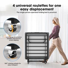 DUJAHMLAND Portable Folding Bed Guest Bed with Mattress ,Metal Slat Support