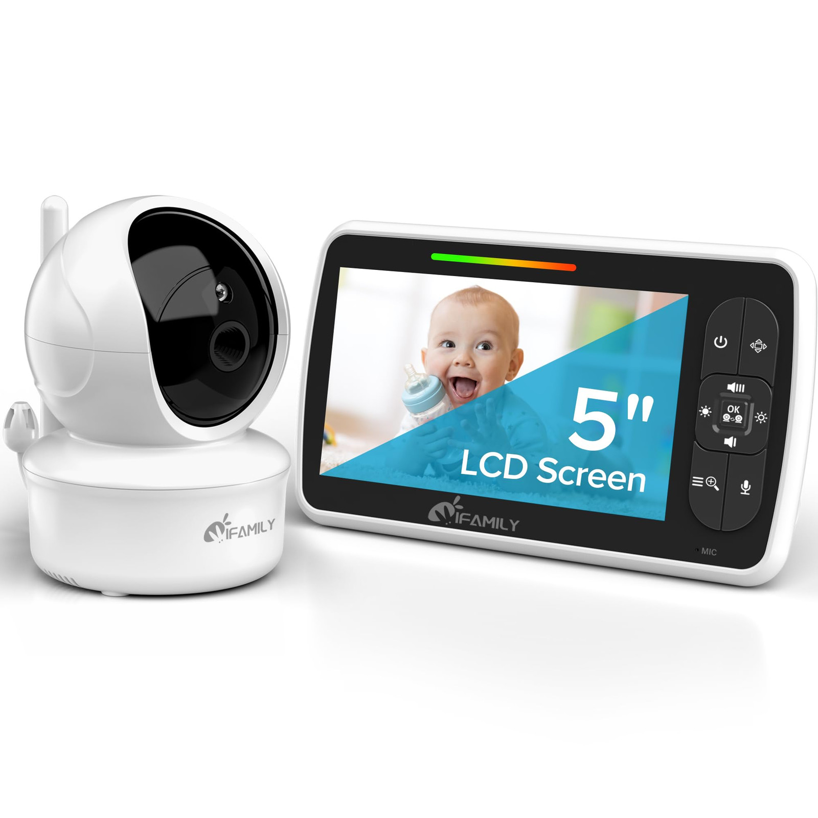 iFamily Baby Monitor with 5-inch Screen, 30Hrs Battery, Remote Pan-Tilt Control-image