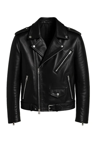 Men's Black Leather Biker Jacket: Handmade Moto Style video thumbnail