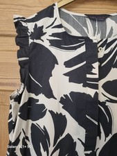 M&S Collection Black & White Smock Dress – Size 14 – Pockets – 100% Cotton