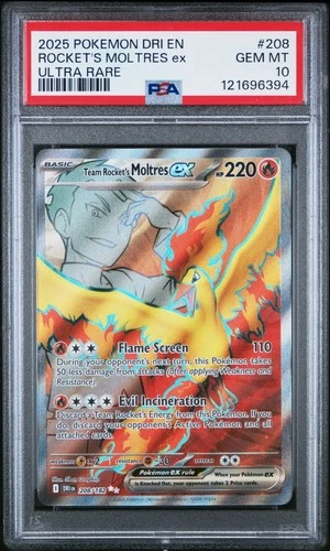 Team Rocket's Moltres ex PSA 10 2025 Pokemon SV Destined Rivals - DRI #208/182