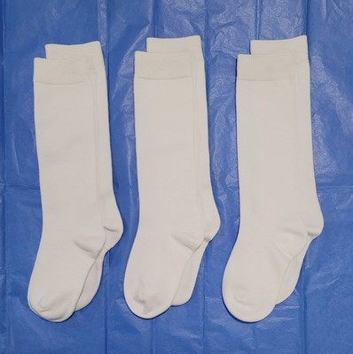 3 Pairs GIRLS KNEE HIGH SOCKS - Size M (5-7 years) - Seamless Toe - White
