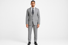 RENOIR Gray Suit Men New Basic 38R 54L Classic Regular Fit Business Church