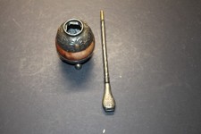 Antique Industia Argentina Mamboreta Yerba Mate Tea Gourd with Bombilla