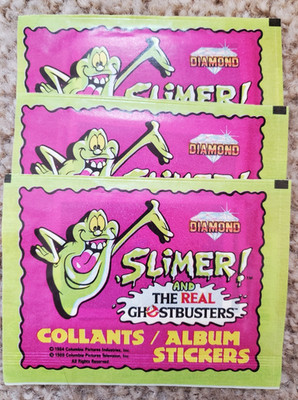 1988 Diamond Slimer And The Real Ghostbusters Stickers 3 Pack lot Sealed Vintage