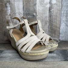 Womens Clarks Collection Taupe Brown Suede Strappy Sandals Wedges Size 8.5 M