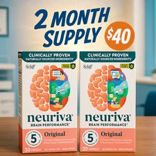 [2 Pack] AUTHENTIC NEURIVA Original Brain Health & Memory Support   exp 8/2026