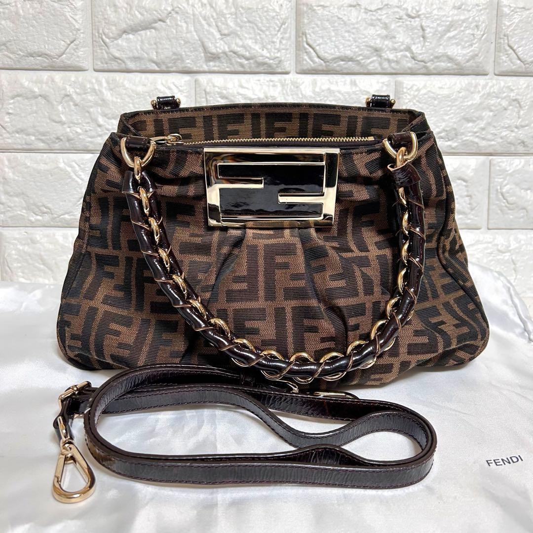 FENDI FF Zucca Pattern 2Way Chain Handbag 32cm x … - image 3