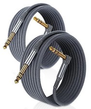 6.35mm TRS Instrument Cable 10FT 2-Pack,Right Angle 90 Degree 1/4 Inch Male J...