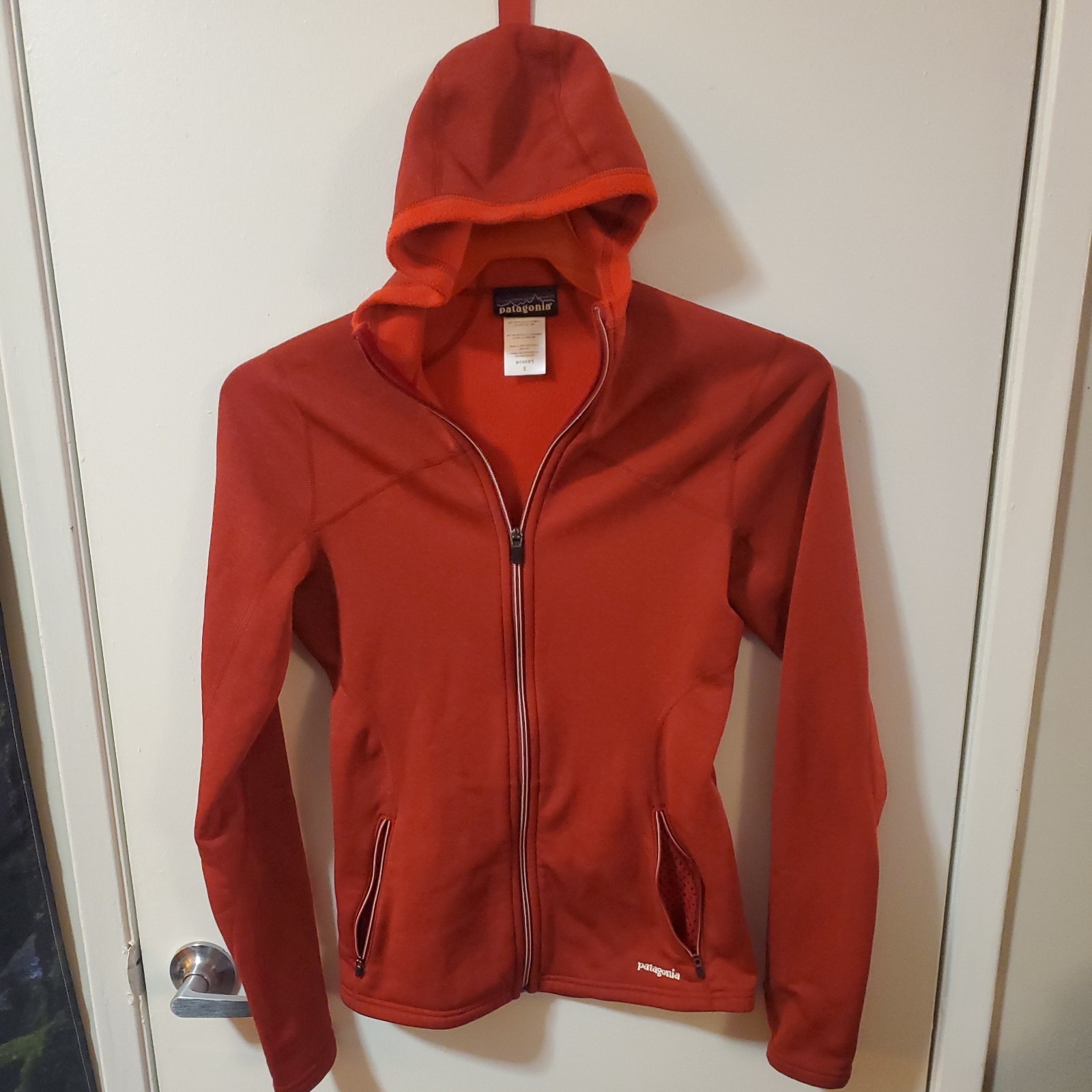 PATAGONIA Capilene 4 Expedition Weight Red Full Zip Up Hoody Sz S Womens