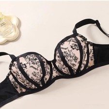 Lace Minimizer Bra Underwire Sheer Embroidery Plus Size Full Cup Women