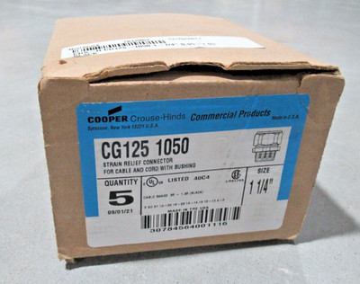 Box Mit 5 Cooper Crouse-Hinds CG125 1050 Gerader Kabelgriffverbinder 1-1/4'' NEU