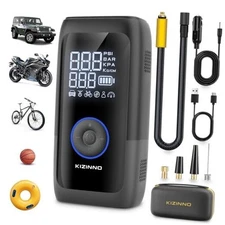 Tire Inflator Portable Air Compressor, Ultra Fast Dual-Cylinder Air Pump Black