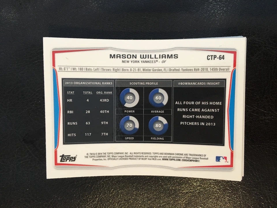 2014 Bowman Draft CTP-64 Mason Williams 10 count all chrome lot New York Yankees - Image 2 of 2