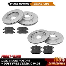 Front Rear Drilled Disc Rotors Brake Pads For 2005 - 2009 2010 Ford Mustang Front Rear Drilled Disc Rotors Brake Pads For 2005 - 2009 2010 Ford Mustang