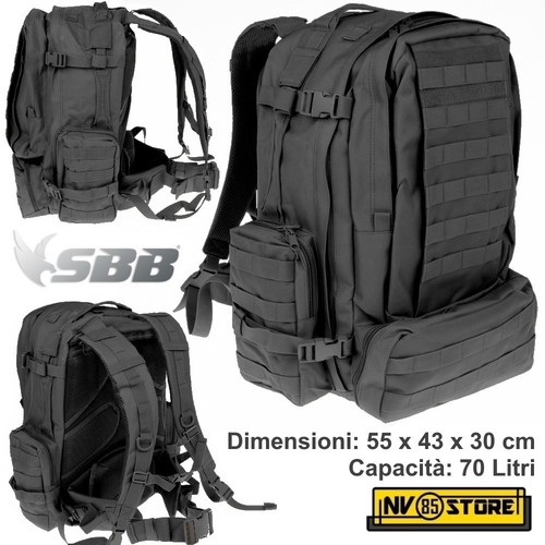 ZAINO TATTICO INCURSORE 70 Lt SBB BRANCALEONI ESERCITO SOFTAIR SURVIVOR BK  NERO | eBay