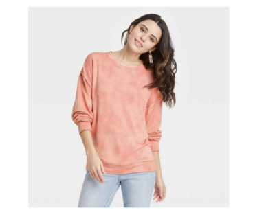 Knox Rose Womens Peach Ruffle Detail Sweatshirt  S