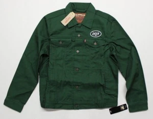 Jets New York Levi's Green Twill Trucker Jacket Button-Up pour hommes 181940006