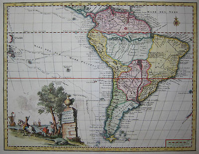 Südamerika - Giambattista Albrizzi - Carta Geografica dell America - 1740 - Rare