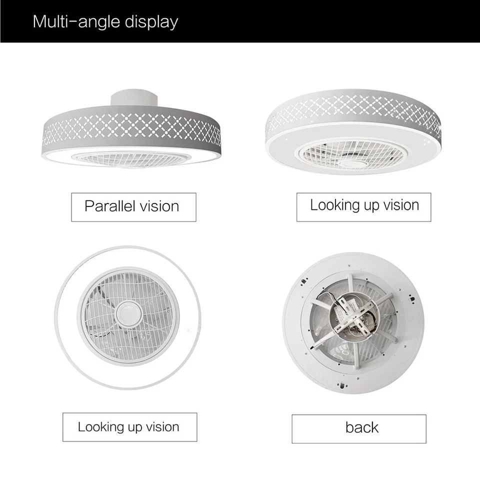 Remote LED Ceiling Fan Light Enclosed Chandelier Fan Lamp Dimmable 3 Speed Fan - Image 4 of 4