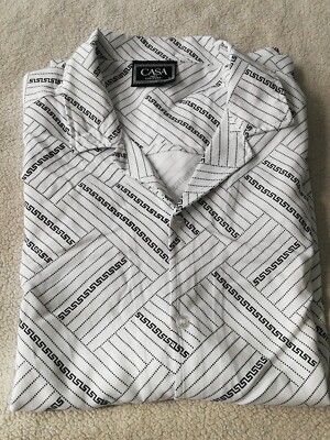 Casa Moda Couture Large Woven Camp Shirt Mens New