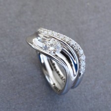 Engagement Wedding Solitaire Ring Set 14K White Gold Over 2.1Ct Diamond Tension