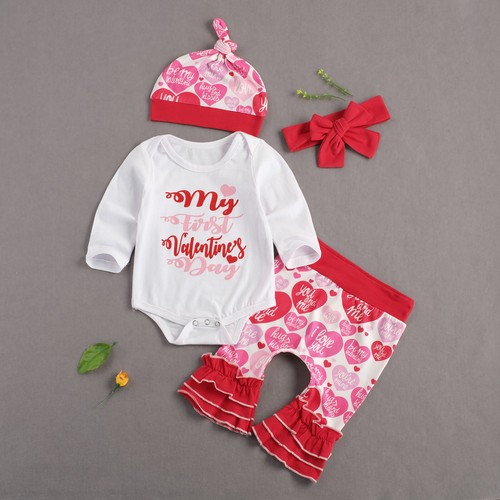 NEW 1st Valentine's Day Baby Girl Ruffle Pants Outfit Set eBay