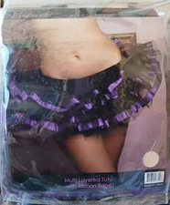 seven til midnight Muti Layered Tutu Black Pink & Black Purple One Size STM9564