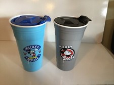  2 Disney Mickey Mouse 32 oz Tumblers with Lids  Light Blue And Gray