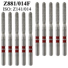 Dental Diamond Bur Zirconia Cutting Z881-014F FG Fine Round End Cylinder Burs