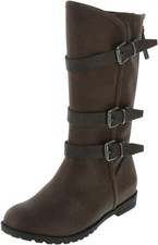 Brash Youth Kids' Girls' Janis Brown Knee-High Buckle Boots 4M 179912