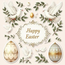 Cardstock Die Cut Embellishments Easter 12 Cut Outs 3.5 Inch