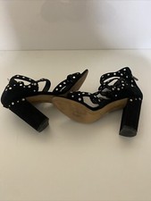 sam edelman York Black Suede Studded Strappy Sandal Pumps.